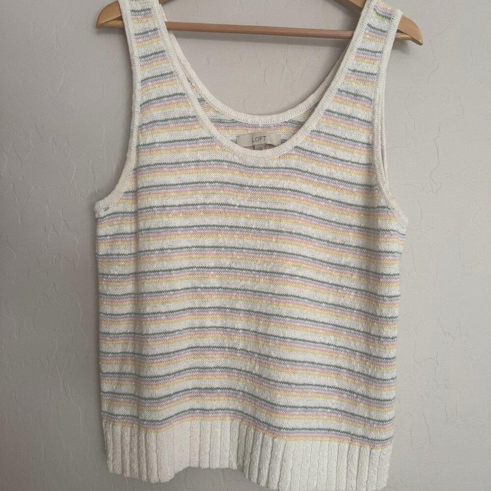 Ann Taylor LOFT Cotton Blend Knit Sweater Tank Top Spring Summer Size XL